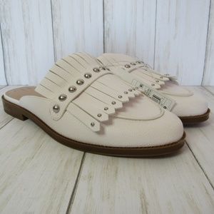 Women's White Karoline Studded Fringe Loafers